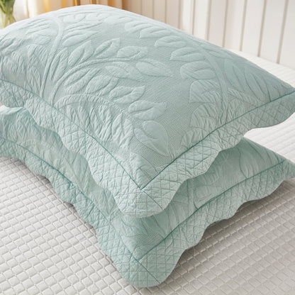 MarCielo 2-Piece 100% Cotton Embroidered Quilted Pillow Shams