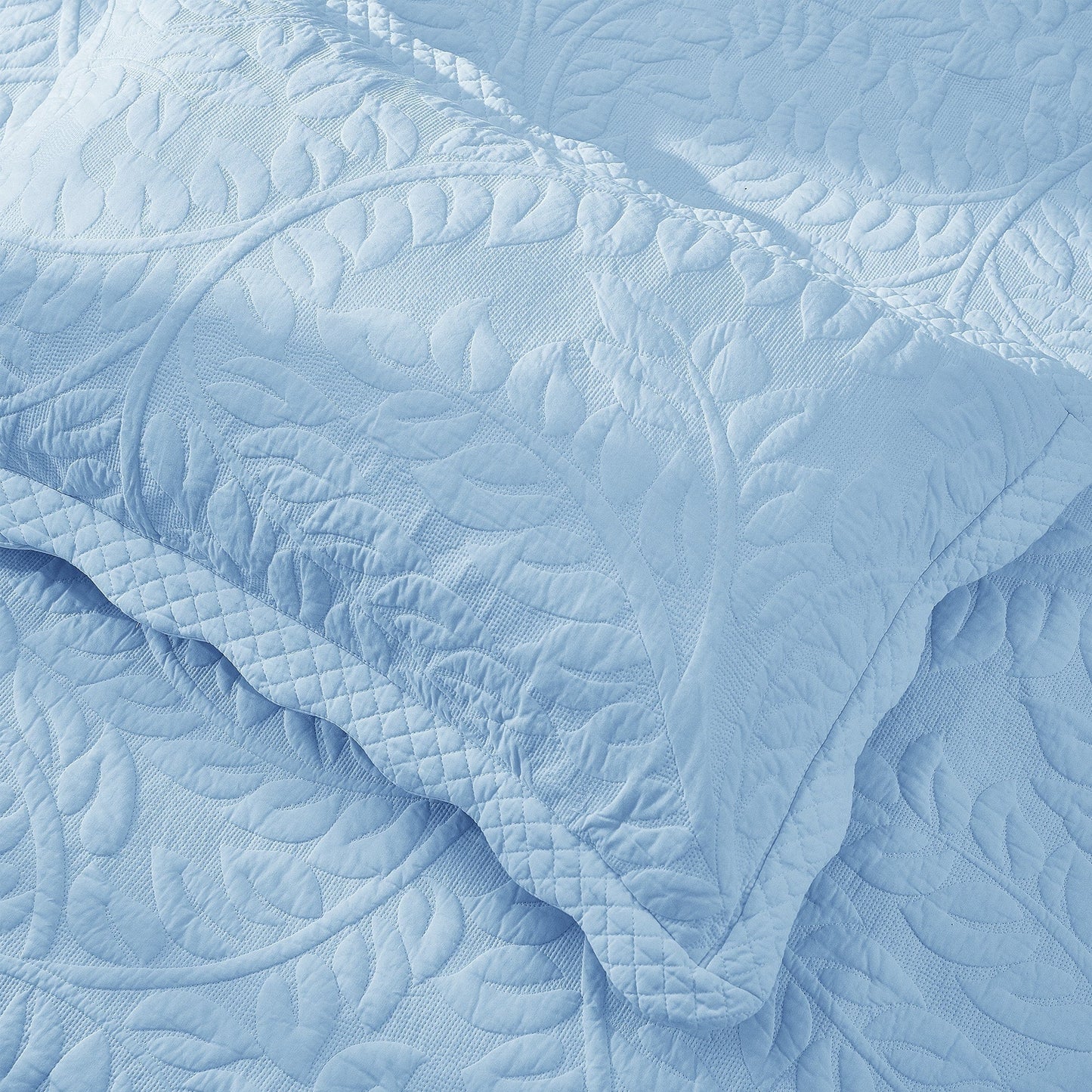 MarCielo 2-Piece 100% Cotton Embroidered Quilted Pillow Shams