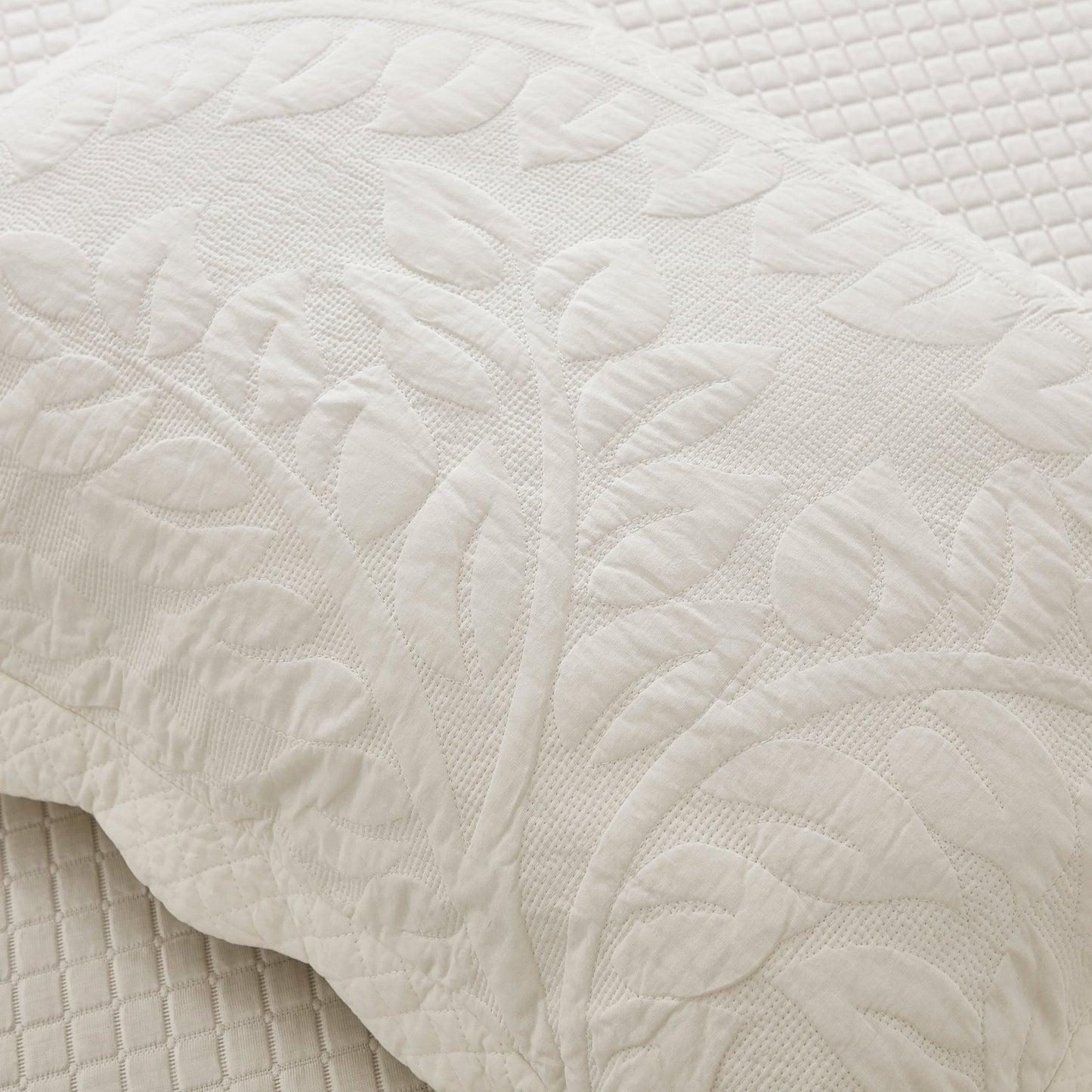MarCielo 2-Piece 100% Cotton Embroidered Quilted Pillow Shams