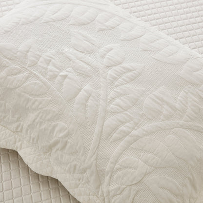 MarCielo 2-Piece 100% Cotton Embroidered Quilted Pillow Shams