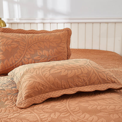 MarCielo 2-Piece 100% Cotton Embroidered Quilted Pillow Shams