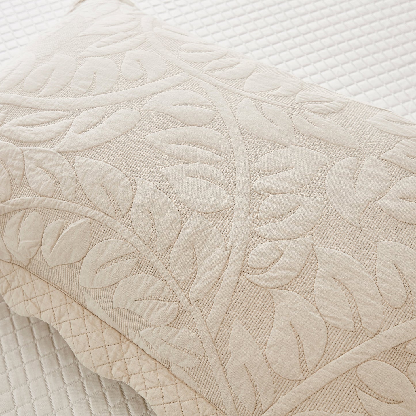 MarCielo 2-Piece 100% Cotton Embroidered Quilted Pillow Shams