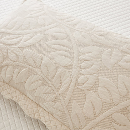 MarCielo 2-Piece 100% Cotton Embroidered Quilted Pillow Shams