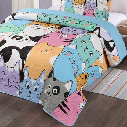 MarCielo Kids Quilt Bedspread Set Cat WX202