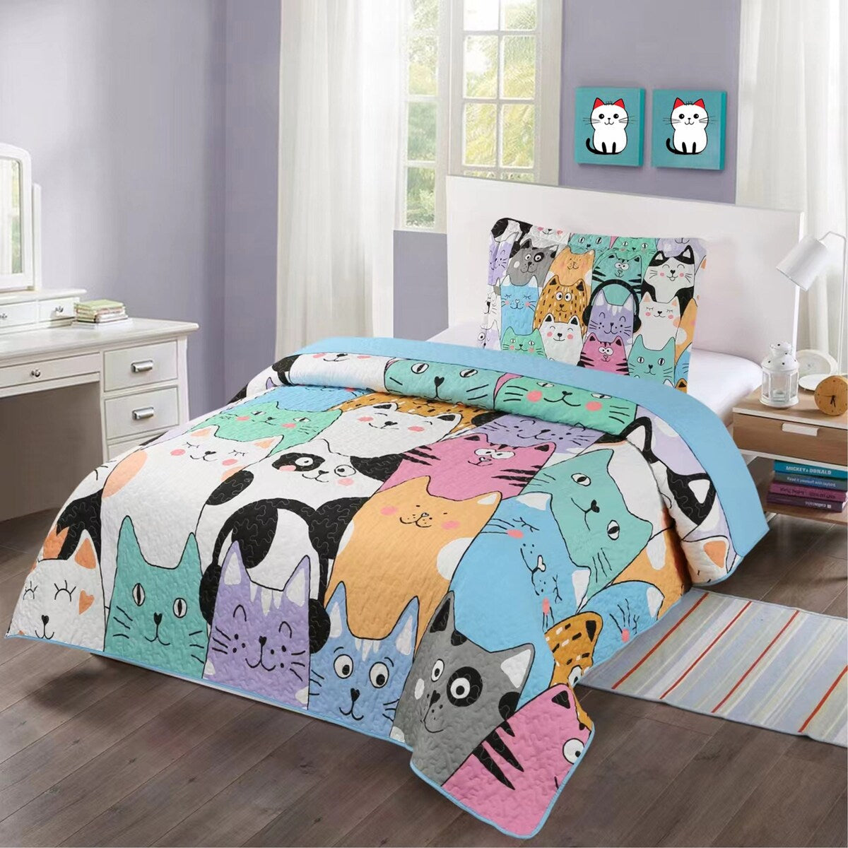 MarCielo Kids Quilt Bedspread Set Cat WX202