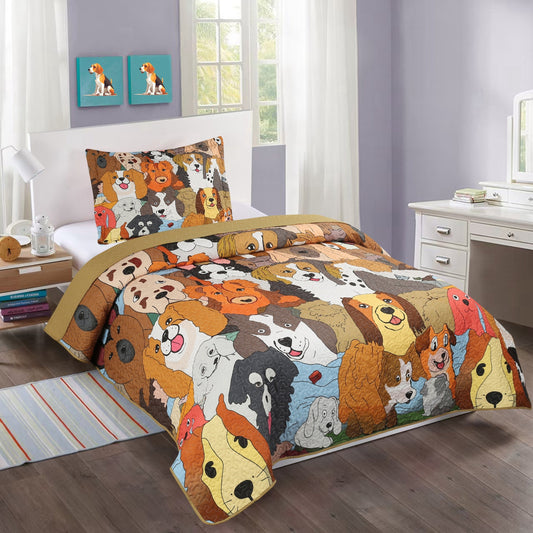 MarCielo Kids Quilt Bedspread Set Dog WX200
