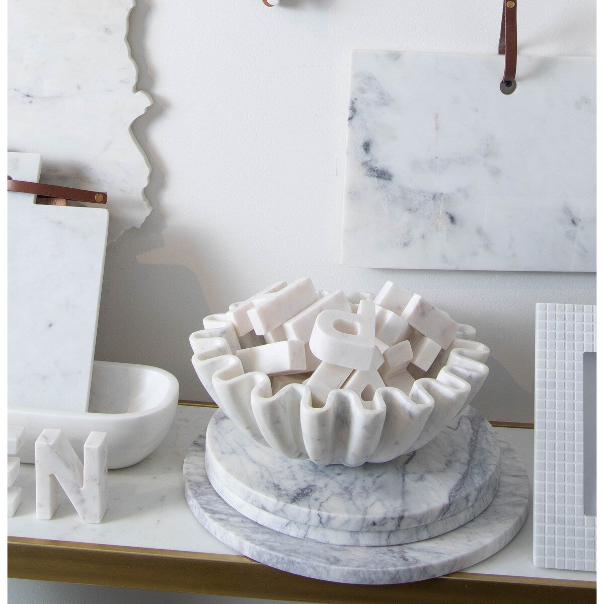 Marble Helvetica Letter White