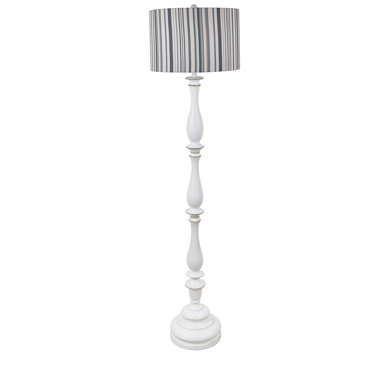 Maribelle 65H Distressed White Resin Multi Stripe Floor Lamp - 65H x 17Rnd