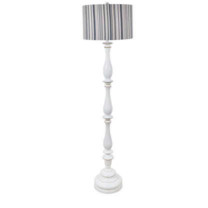 Maribelle 65H Distressed White Resin Multi Stripe Floor Lamp - 65H x 17Rnd