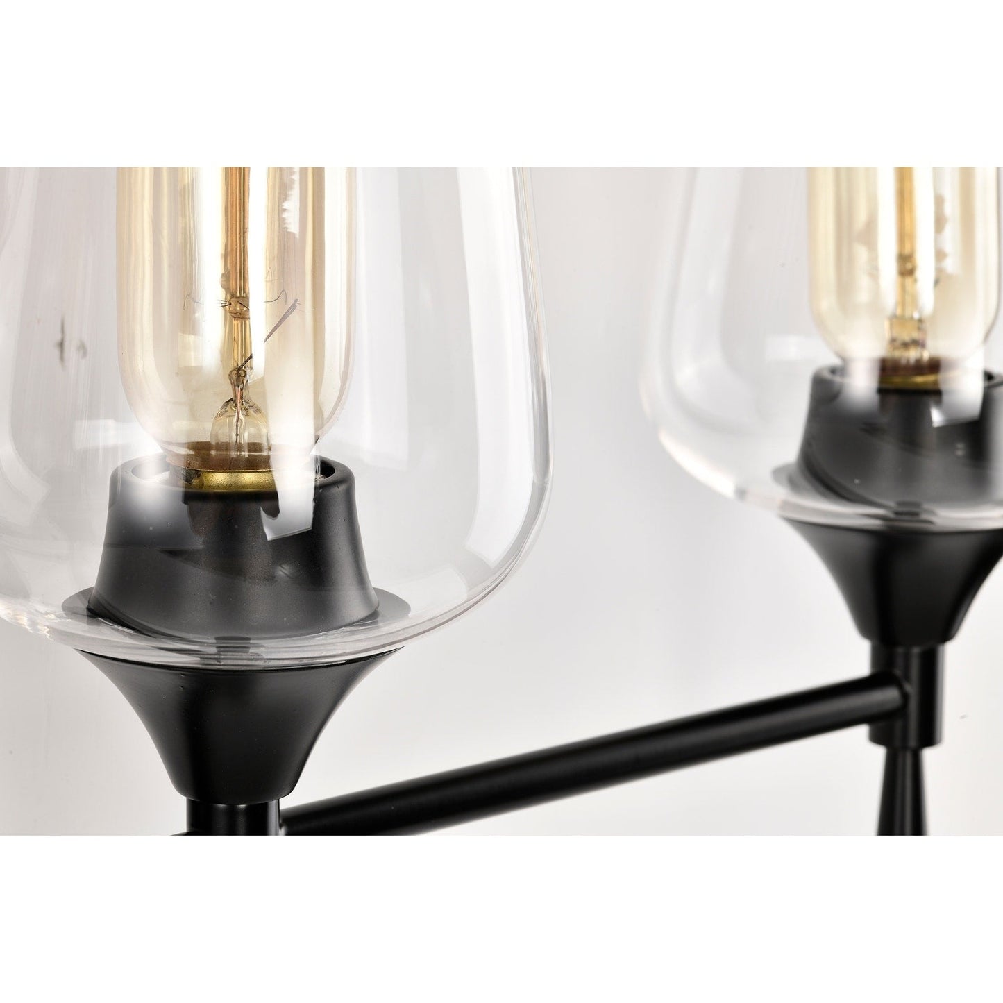 Matte Black 4-Light Modern Vanity Light with Clear Glass Shades