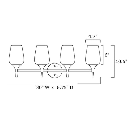 Matte Black 4-Light Modern Vanity Light with Clear Glass Shades