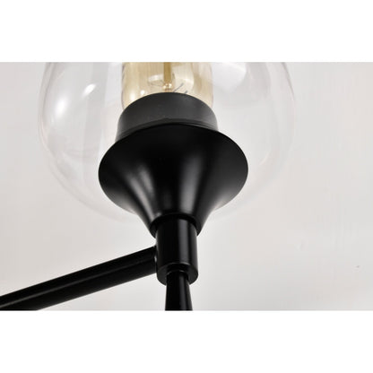 Matte Black 4-Light Modern Vanity Light with Clear Glass Shades