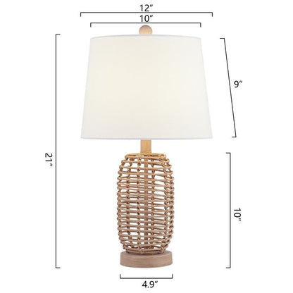 21 Bedside Natural Rattan Table Lamp Set (Set Of 2) - 12*12*21