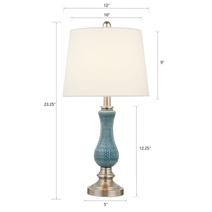 23 Light Blue Glass Table Lamp Set (Set of 2)
