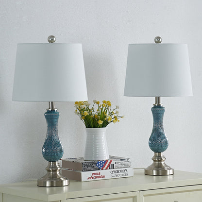 23 Light Blue Glass Table Lamp Set (Set of 2)