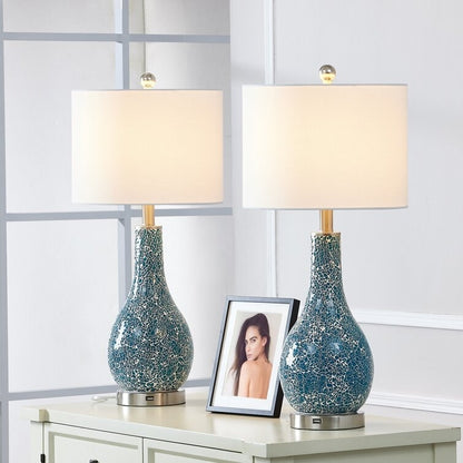 25.25 Glass Table Lamp Set with USB (Set of 2)