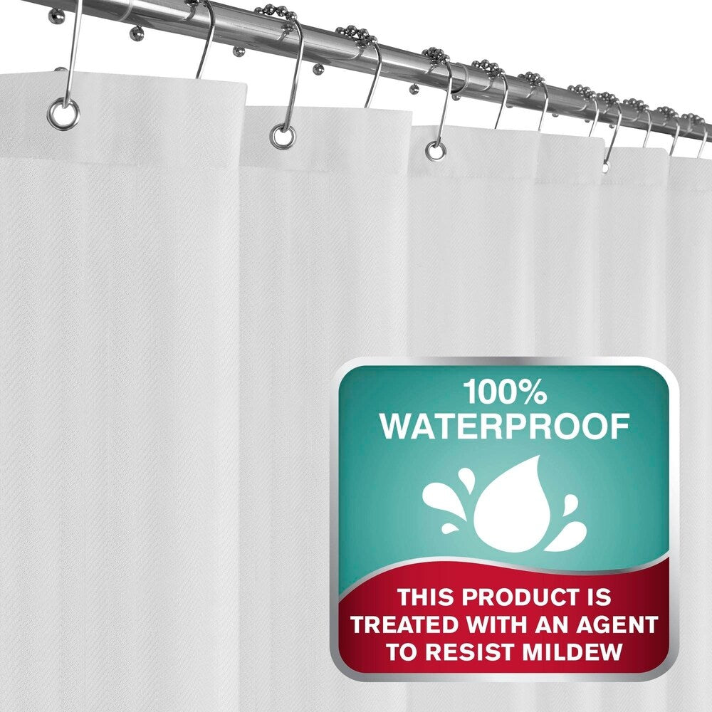 Maytex Herringbone Ultimate Waterproof Fabric Shower Curtain or Liner