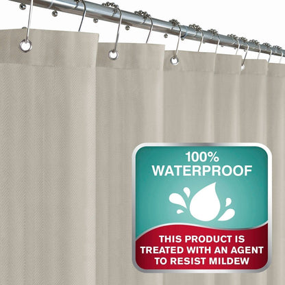 Maytex Herringbone Ultimate Waterproof Fabric Shower Curtain or Liner