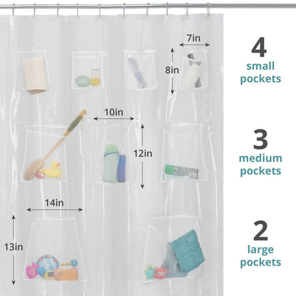 Maytex Mesh Pockets PEVA Shower Curtain