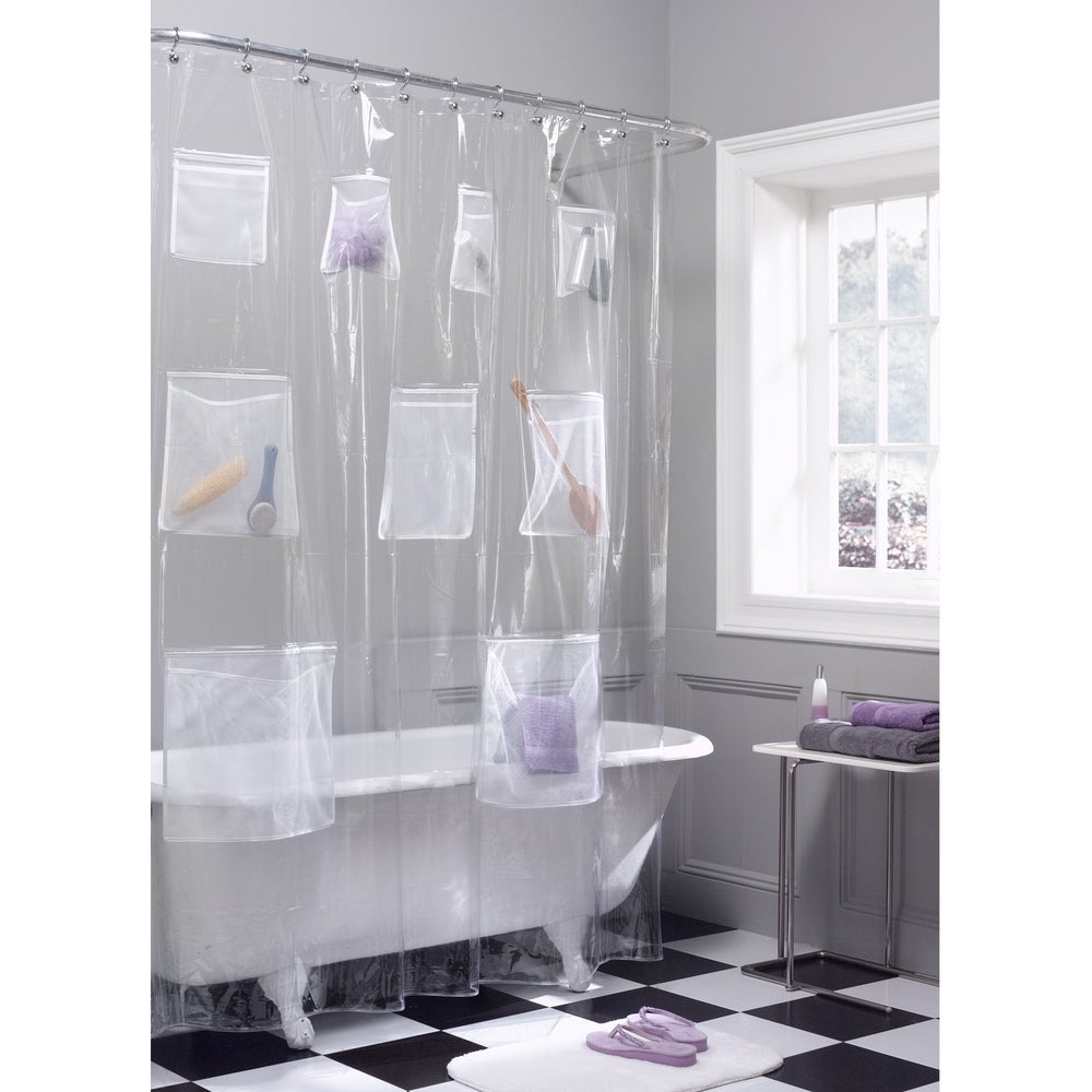 Maytex Mesh Pockets PEVA Shower Curtain