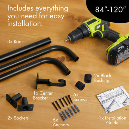 Meriville 1-Inch Diameter Wrap Around Blackout Curtain Rod