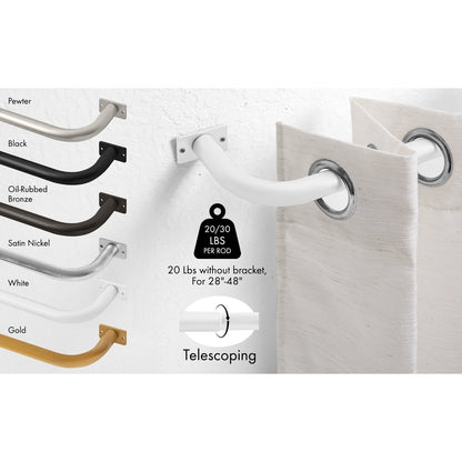 Meriville 1-Inch Diameter Wrap Around Blackout Curtain Rod