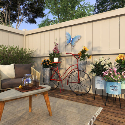 Metal Butterfly Indoor Outdoor Home Wall Decor - Silver, Green, Pink - Roche River Decor