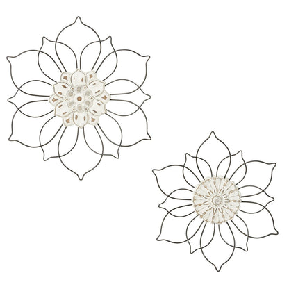 Metal Floral Home Wall Decor - Set of 2 Black - Roche River Decor