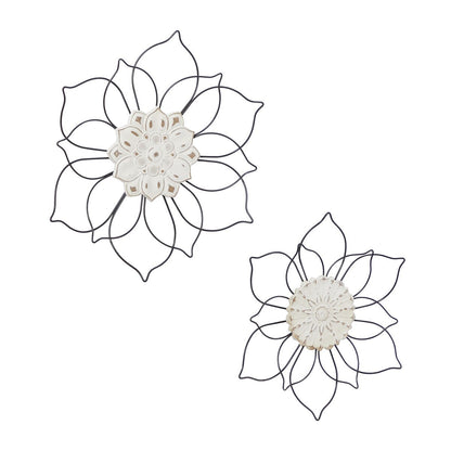 Metal Floral Home Wall Decor - Set of 2 Black - Roche River Decor