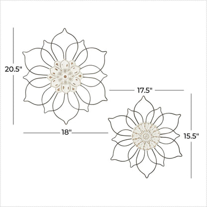 Metal Floral Home Wall Decor - Set of 2 Black - Roche River Decor