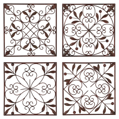 Metal Scroll Wall Decor - Set of 4 Dark Brown - Roche River Decor