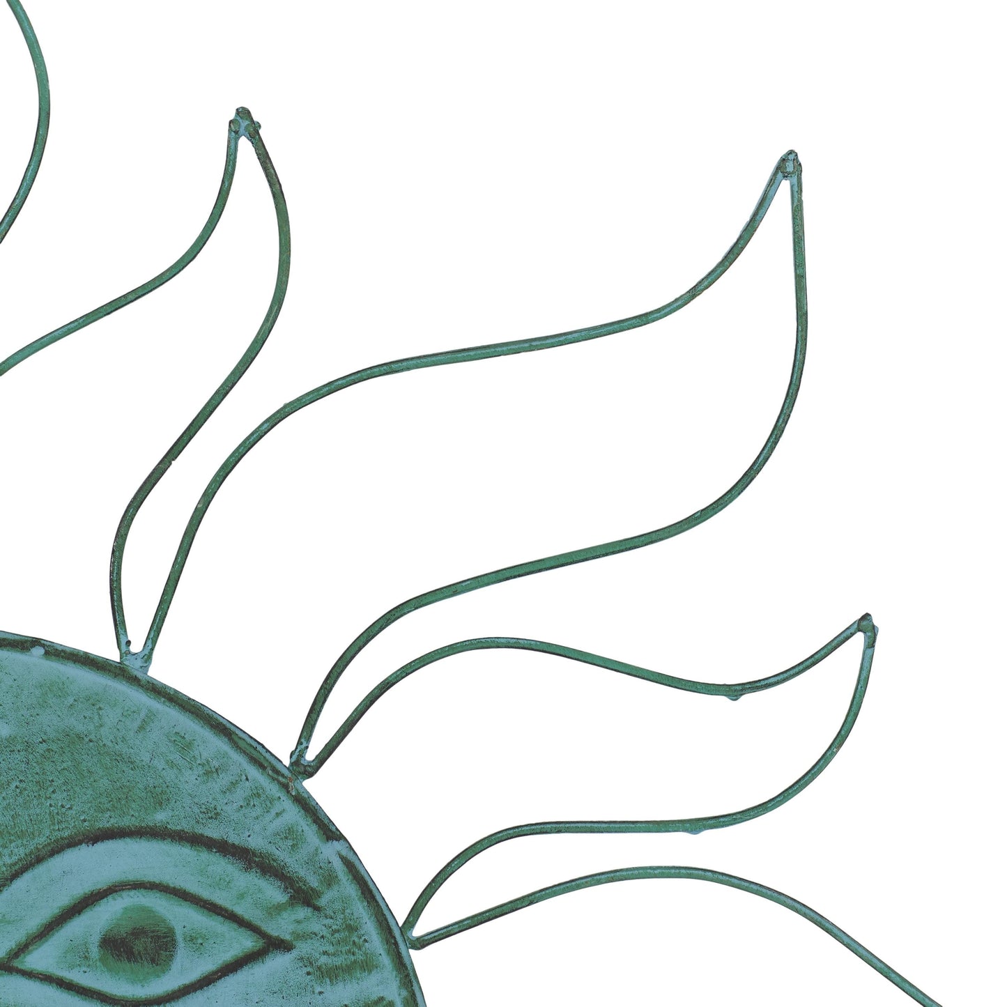 Metal Sun Indoor Outdoor Home Wall Decor with Wire Frame - Teal - Roche River Decor