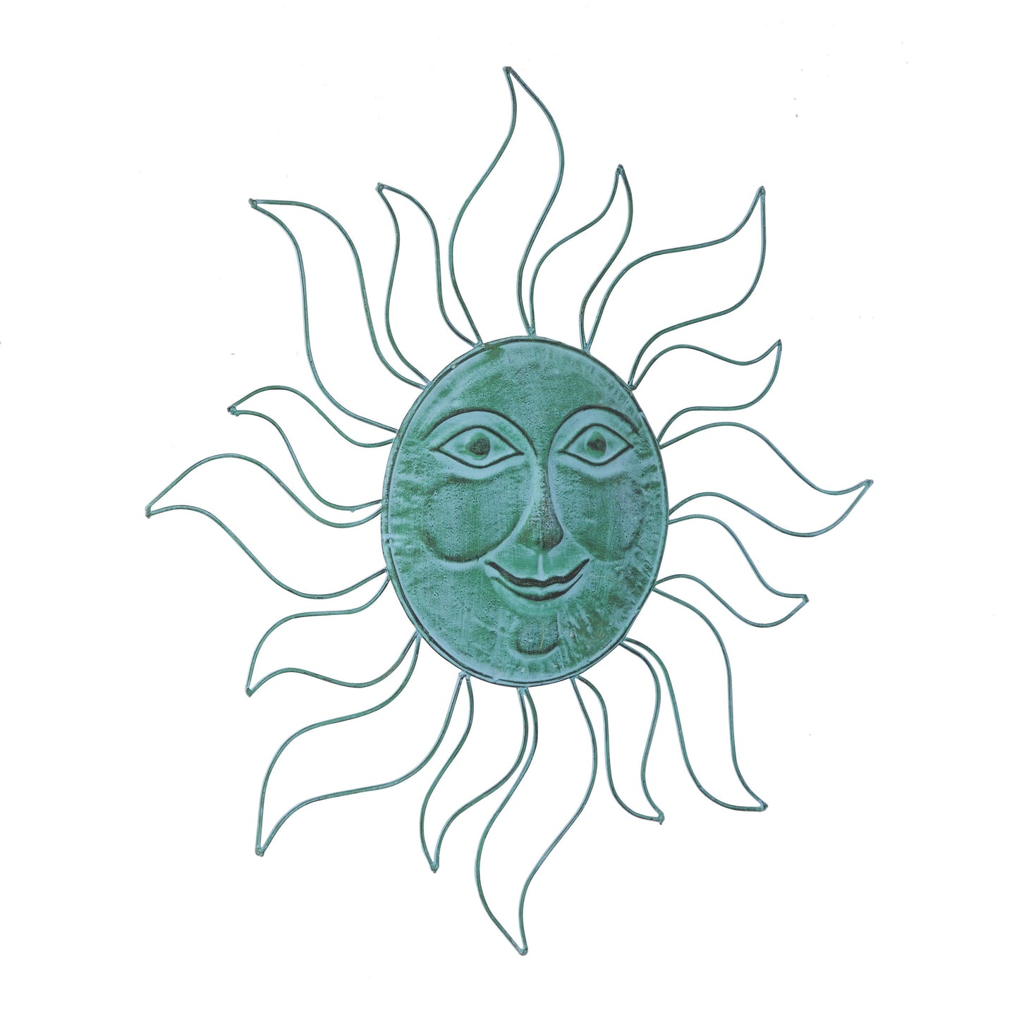 Metal Sun Indoor Outdoor Home Wall Decor with Wire Frame - Teal - Roche River Decor