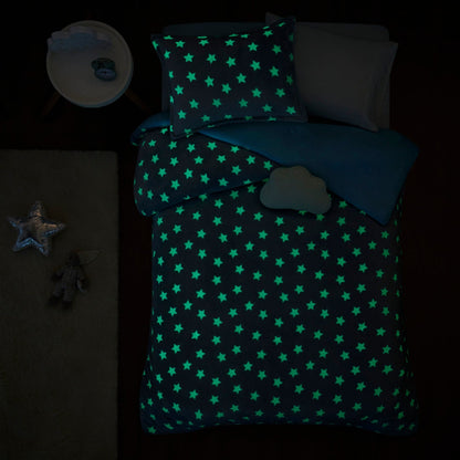 Avery Aqua Glow In The Dark Plush Comforter Set by Intelligent Design Kids