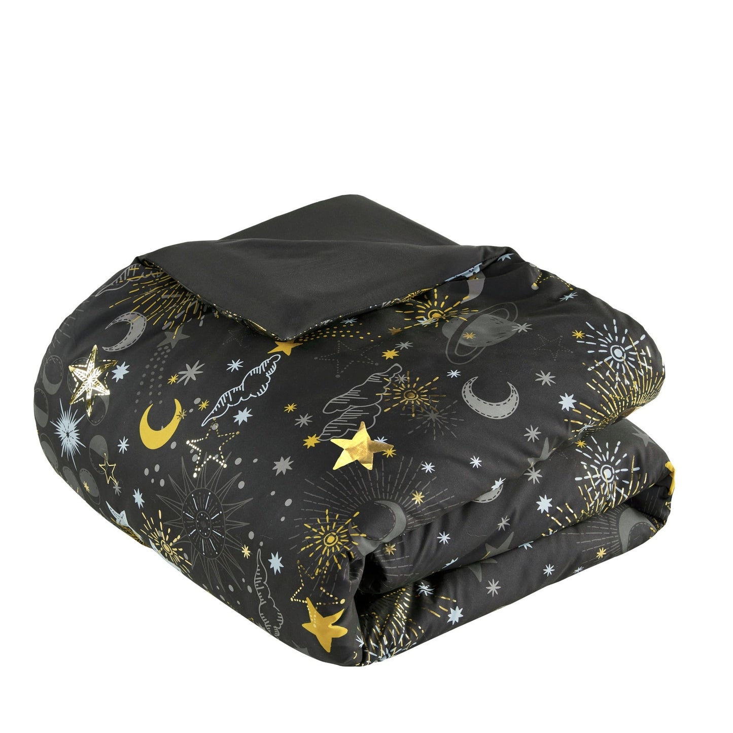 Intelligent Design Kids Ariella Starry Sky Metallic Comforter Set with Throw Pillow