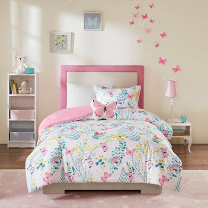 Intelligent Design Kids Caroline Pink Printed Butterfly Comforter Set