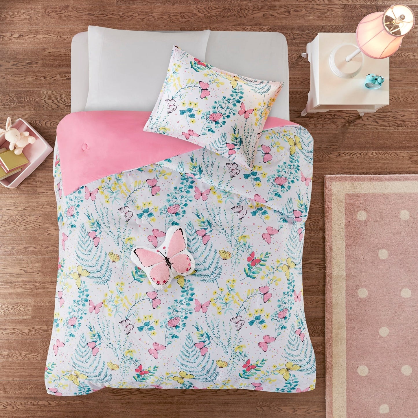 Intelligent Design Kids Caroline Pink Printed Butterfly Comforter Set