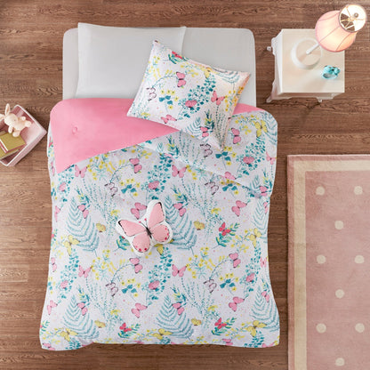 Intelligent Design Kids Caroline Pink Printed Butterfly Comforter Set