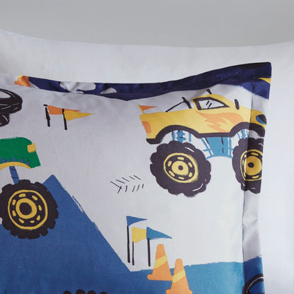 Intelligent Design Kids Gavin Monster Truck Blue Comforter Set
