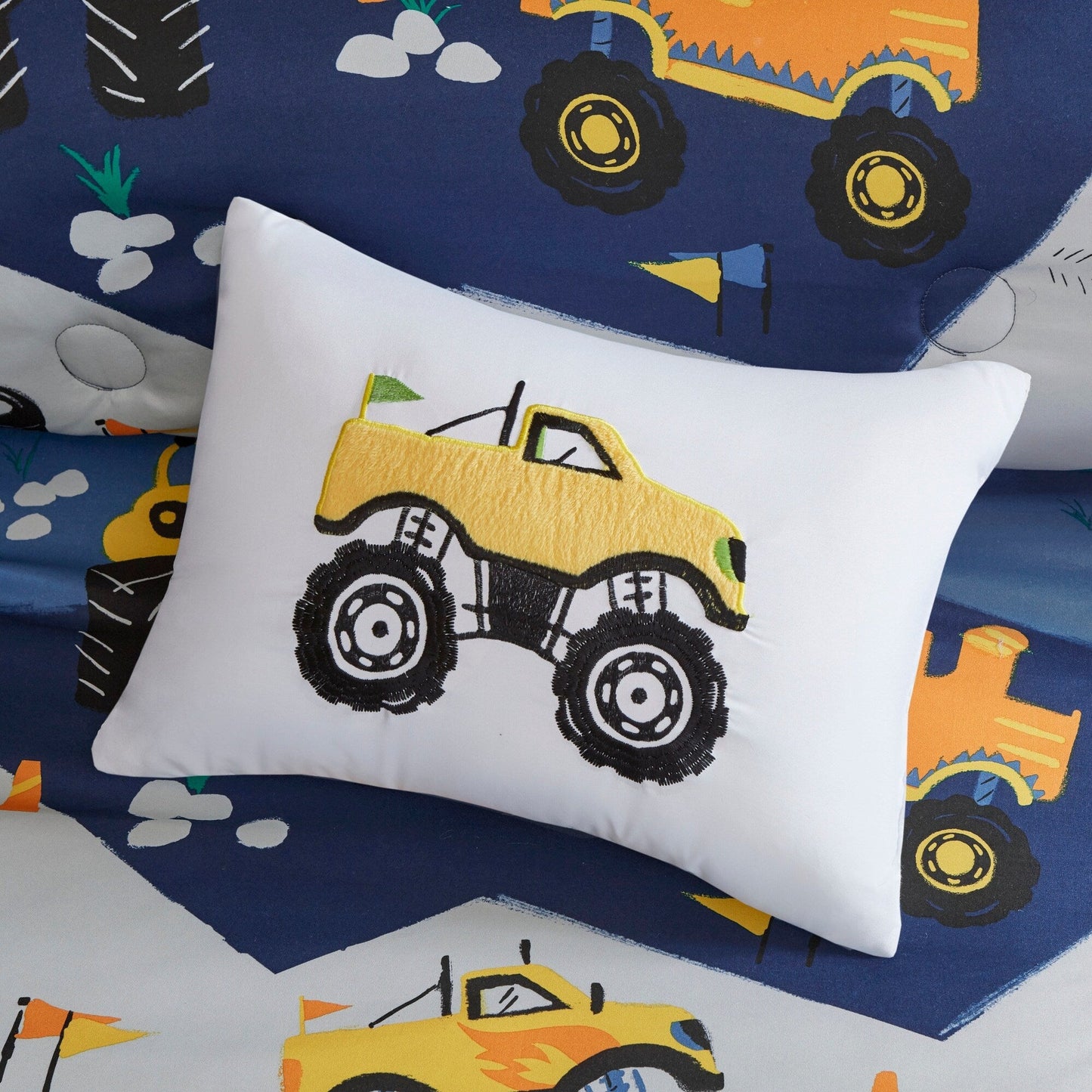 Intelligent Design Kids Gavin Monster Truck Blue Comforter Set