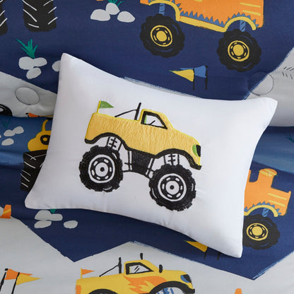 Intelligent Design Kids Gavin Monster Truck Blue Comforter Set