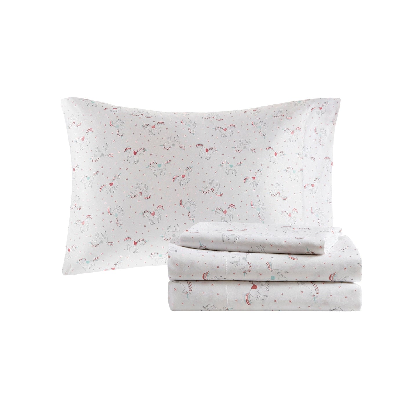 Intelligent Design Kids Mia Rainbow and Metallic Stars Comforter Set with Bed Sheets