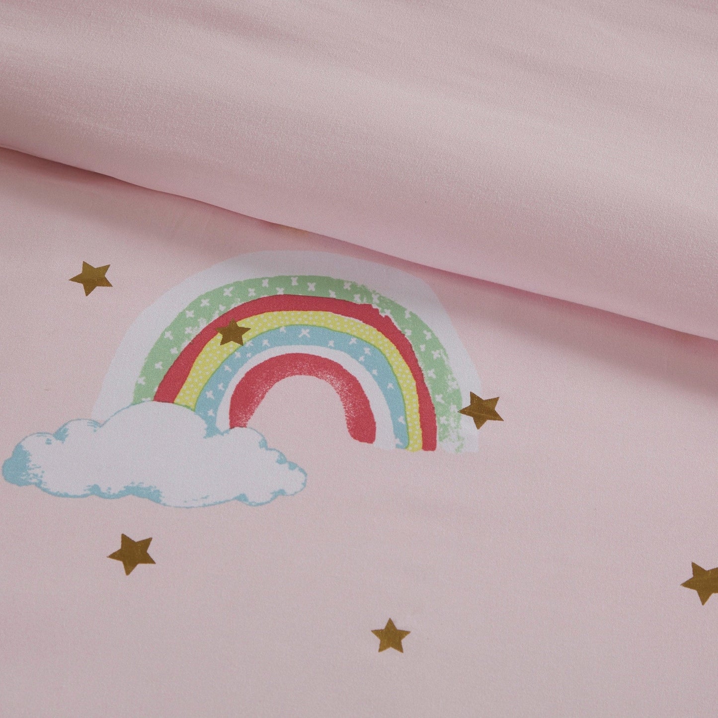 Intelligent Design Kids Mia Rainbow and Metallic Stars Comforter Set with Bed Sheets