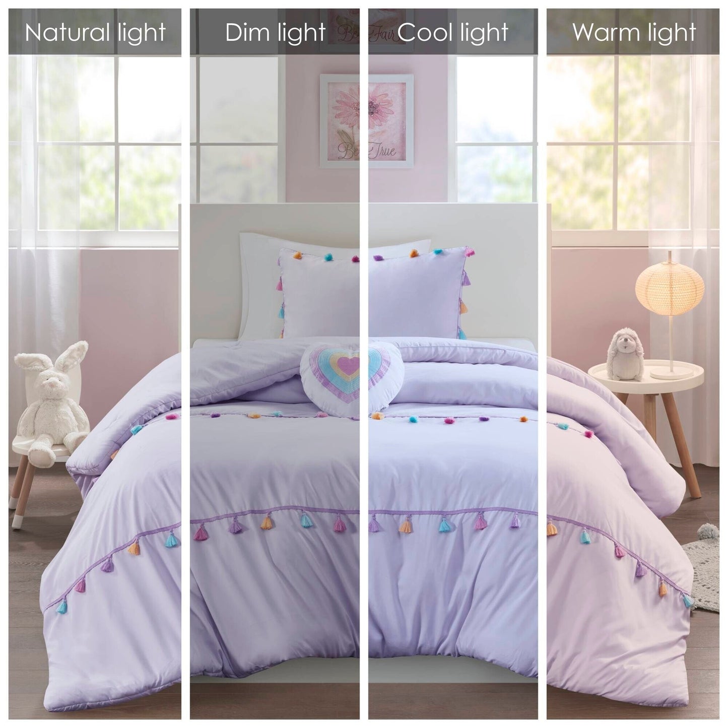 Intelligent Design Kids Tanya Tassel Comforter Set with Heart Shaped Throw Pillow