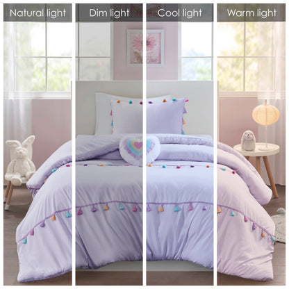 Intelligent Design Kids Tanya Tassel Comforter Set with Heart Shaped Throw Pillow
