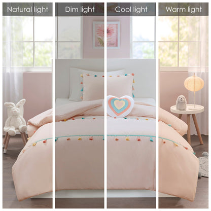 Intelligent Design Kids Tanya Tassel Comforter Set with Heart Shaped Throw Pillow
