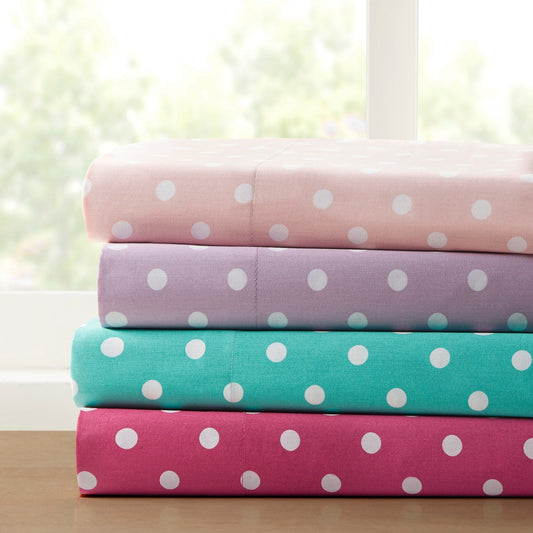 Intelligent Design Polka Dot Printed 100% Cotton Sheet Set