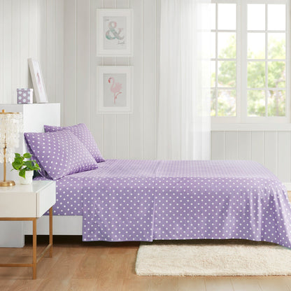 Intelligent Design Polka Dot Printed 100% Cotton Sheet Set