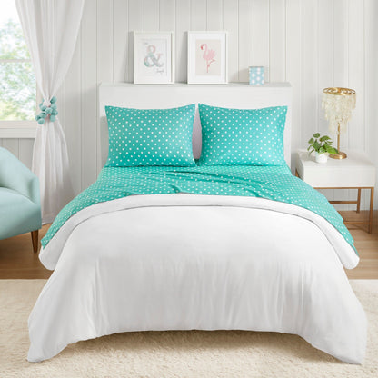 Intelligent Design Polka Dot Printed 100% Cotton Sheet Set