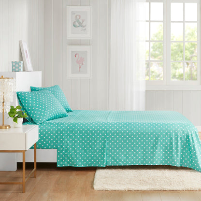 Intelligent Design Polka Dot Printed 100% Cotton Sheet Set